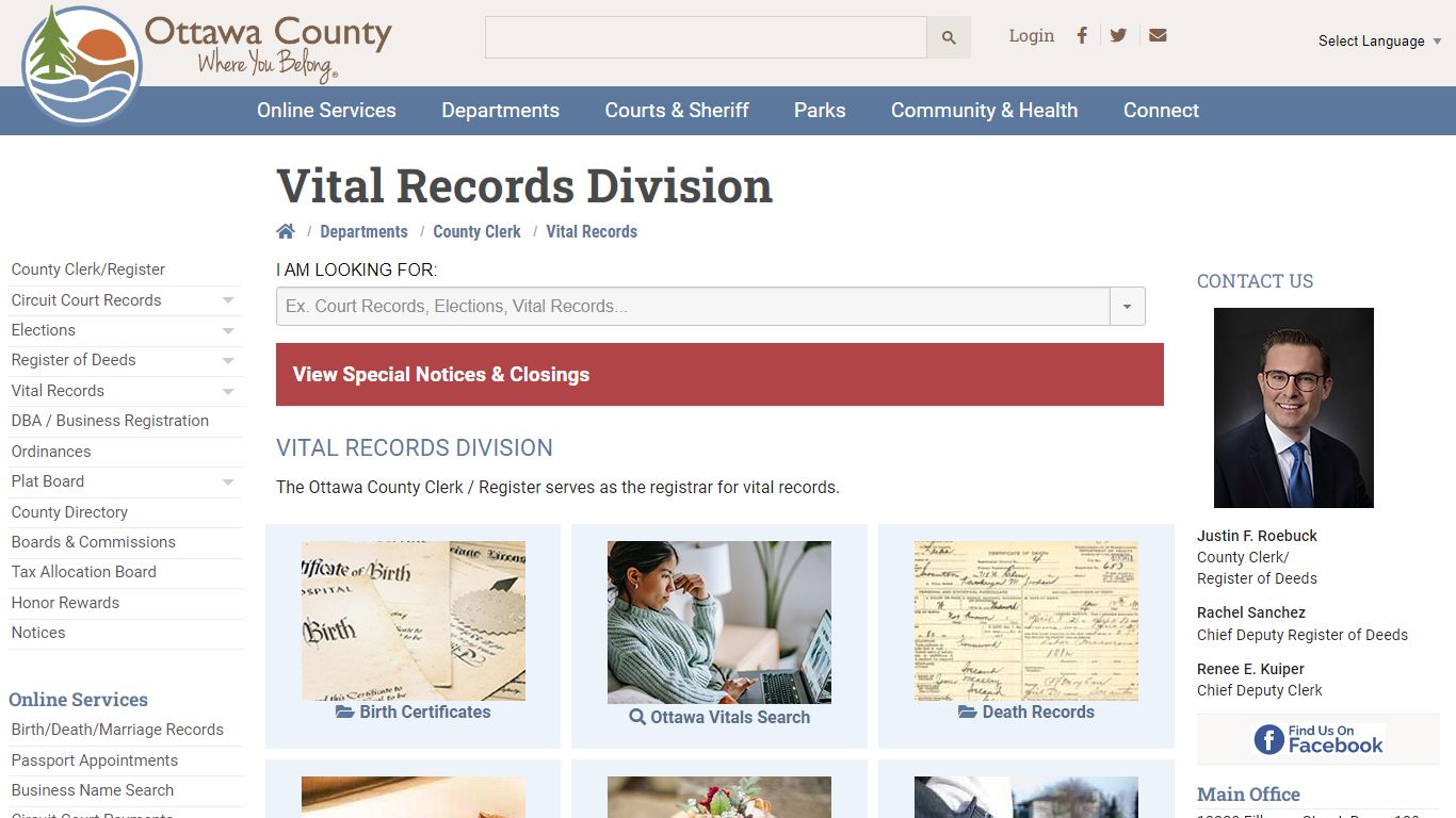 Vital Records - Ottawa County, Michigan