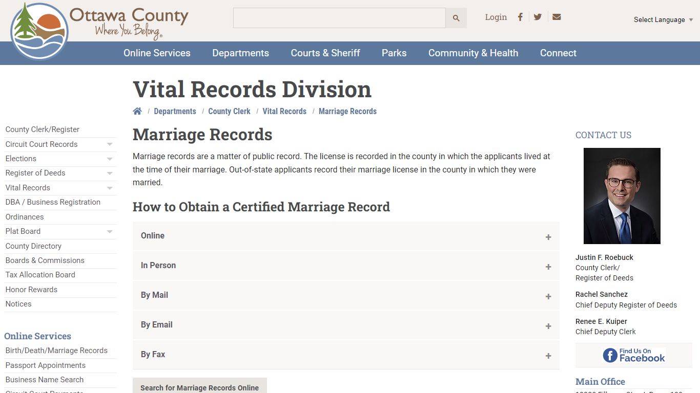 Marriage Records - Ottawa County, Michigan